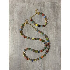 Murano Prisma Spectrum Rainbow Glass Foil Necklace & Bracelet Set Stauer?